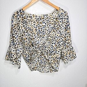 Newbury Kustom Medium Animal Print Gauzy Shawl Cardigan Top